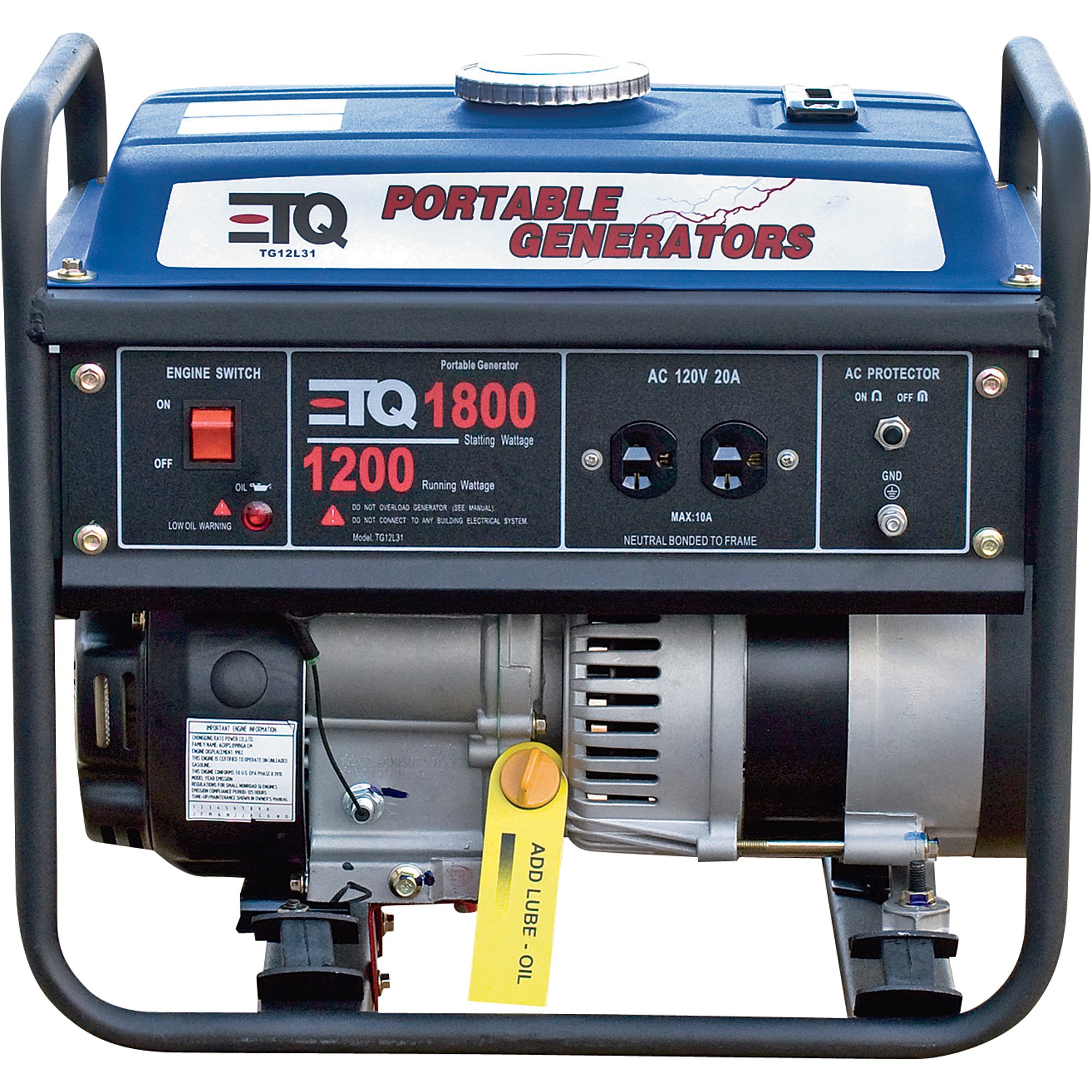 Eastern Tools Portable Generator — 1800 Watts, Model# TG12L31